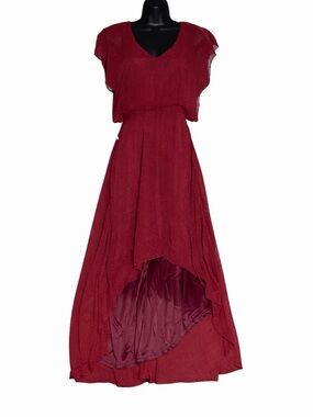 Women's Burgundy High-Low Maxi Dress
